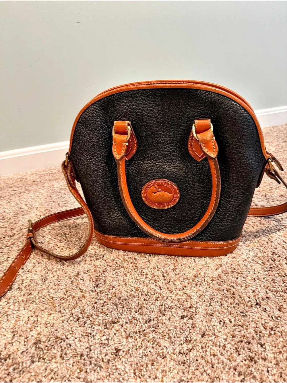 Dooney & Bourke All-Weather Leather Domed Satchel Black & Brown